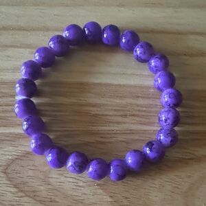 Purple Beaded Stretch Bracelet - Women Jewelry